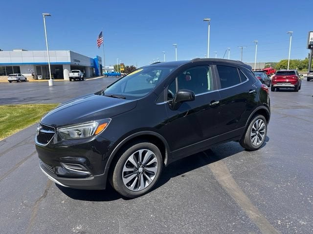 2022 Buick Encore Preferred in Ebony Twilight Metallic — front three-quarter view
